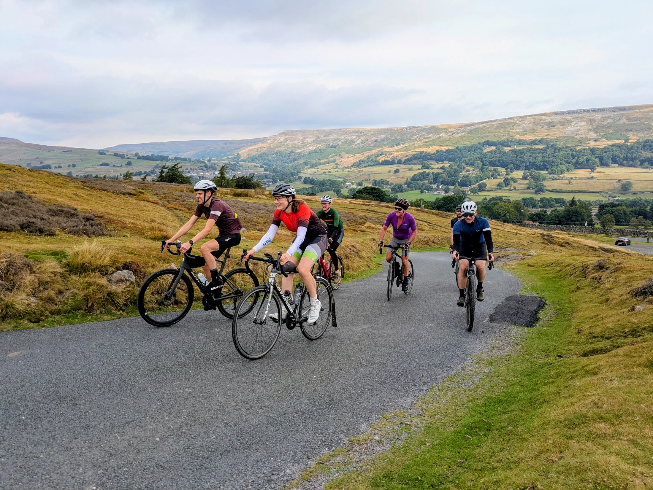 Out Velo cyclists riding over the Yorkshire Dales