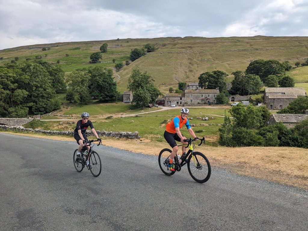 Cyclists pausing on a Yorkshire Dales ride